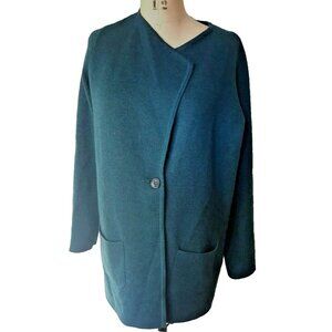 Catherine Malandrino teal boxy sweater cardigan blazer jacket  XL